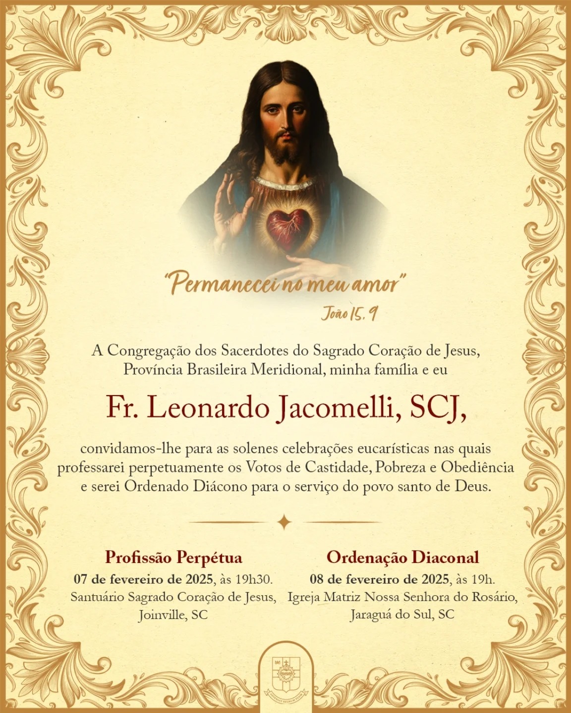 Profissão Perpétua e Ordenação Diaconal | Fr. Leonardo Jacomelli, SCJ